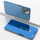 For iPhone 13 Plated Mirror Horizontal Flip Leather Case with Holder(Blue) - 1