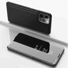 For iPhone 13 Pro Plated Mirror Horizontal Flip Leather Case with Holder (Black) - 1