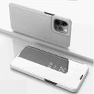For iPhone 13 Pro Plated Mirror Horizontal Flip Leather Case with Holder (Silver) - 1