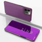 For iPhone 13 Pro Plated Mirror Horizontal Flip Leather Case with Holder (Purple) - 1