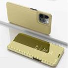 For iPhone 13 Pro Plated Mirror Horizontal Flip Leather Case with Holder (Gold) - 1