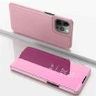 For iPhone 13 Pro Max Plated Mirror Horizontal Flip Leather Case with Holder (Rose Gold) - 1