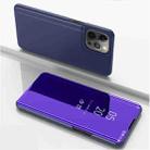 For iPhone 13 Pro Max Plated Mirror Horizontal Flip Leather Case with Holder (Purple Blue) - 1