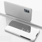 Plated Mirror Horizontal Flip Leather Case with Holder For OnePlus Nord 2 5G(Silver) - 1