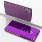 Plated Mirror Horizontal Flip Leather Case with Holder For OnePlus Nord 2 5G(Purple) - 1