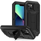 For iPhone 13 mini R-JUST Sliding Camera Shockproof Life Waterproof Dust-proof Metal + Silicone Protective Case with Holder (Black) - 1