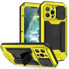 For iPhone 13 Pro Max R-JUST Sliding Camera Shockproof Life Waterproof Dust-proof Metal + Silicone Protective Case with Holder (Yellow) - 1