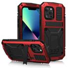 For iPhone 13 mini R-JUST Shockproof Waterproof Dust-proof Metal + Silicone Protective Case with Holder (Red) - 1