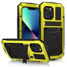 For iPhone 13 mini R-JUST Shockproof Waterproof Dust-proof Metal + Silicone Protective Case with Holder (Yellow) - 1