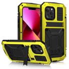 For iPhone 13 R-JUST Shockproof Waterproof Dust-proof Metal + Silicone Protective Case with Holder(Yellow) - 1