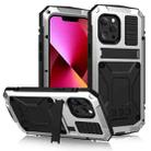 For iPhone 13 R-JUST Shockproof Waterproof Dust-proof Metal + Silicone Protective Case with Holder(Silver) - 1