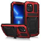 For iPhone 13 Pro R-JUST Shockproof Waterproof Dust-proof Metal + Silicone Protective Case with Holder (Red) - 1