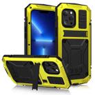 For iPhone 13 Pro R-JUST Shockproof Waterproof Dust-proof Metal + Silicone Protective Case with Holder (Yellow) - 1
