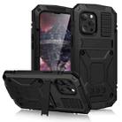 For iPhone 13 Pro Max R-JUST Shockproof Waterproof Dust-proof Metal + Silicone Protective Case with Holder (Black) - 1