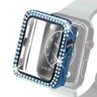 Electroplating PC Double Rows Diamond Protective Case with Tempered Glass Film For Apple Watch Series 3 & 2 & 1 38mm(Blue) - 1