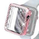 Electroplating PC Double Rows Diamond Protective Case with Tempered Glass Film For Apple Watch Series 3 & 2 & 1 38mm(Rose Pink) - 1