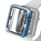 Electroplating PC Double Rows Diamond Protective Case with Tempered Glass Film For Apple Watch Series 3 & 2 & 1 42mm(Blue) - 1