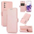 Push Window Double Buckle PU + Silicone Horizontal Flip Leather Case with Holder & Card Slot For Samsung Galaxy S20 5G(Rose Gold) - 1