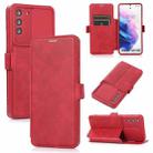 Push Window Double Buckle PU + Silicone Horizontal Flip Leather Case with Holder & Card Slot For Samsung Galaxy S21 5G(Red) - 1