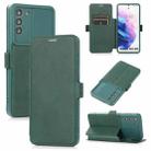 Push Window Double Buckle PU + Silicone Horizontal Flip Leather Case with Holder & Card Slot For Samsung Galaxy S21 5G(Green) - 1