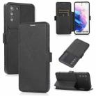 Push Window Double Buckle PU + Silicone Horizontal Flip Leather Case with Holder & Card Slot For Samsung Galaxy S21 5G(Black) - 1