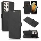 Push Window Double Buckle PU + Silicone Horizontal Flip Leather Case with Holder & Card Slot For Samsung Galaxy S21 Ultra 5G(Black) - 1