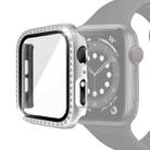 Electroplating PC Single Row Diamond Protective Case with Tempered Glass Film For Apple Watch Series 3 & 2 & 1 42mm(Silver) - 1