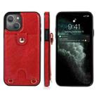 For iPhone 13 mini Shockproof PU Leather + TPU Protective Case with Card Slot & Lanyard (Red) - 1
