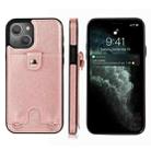 For iPhone 13 mini Shockproof PU Leather + TPU Protective Case with Card Slot & Lanyard (Rose Gold) - 1