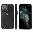 For iPhone 13 mini Shockproof PU Leather + TPU Protective Case with Card Slot & Lanyard (Black) - 1