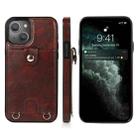 For iPhone 13 mini Shockproof PU Leather + TPU Protective Case with Card Slot & Lanyard (Brown) - 1