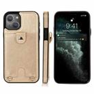 For iPhone 13 Shockproof PU Leather + TPU Protective Case with Card Slot & Lanyard(Gold) - 1