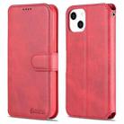 For iPhone 13 AZNS Calf Texture Horizontal Flip Leather Case with Holder & Card Slots & Wallet & Photo Frame(Red) - 1