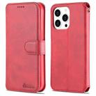 For iPhone 13 Pro AZNS Calf Texture Horizontal Flip Leather Case with Holder & Card Slots & Wallet & Photo Frame (Red) - 1