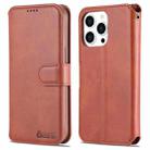 For iPhone 13 Pro Max AZNS Calf Texture Horizontal Flip Leather Case with Holder & Card Slots & Wallet & Photo Frame (Brown) - 1