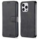 For iPhone 13 Pro Max AZNS Calf Texture Horizontal Flip Leather Case with Holder & Card Slots & Wallet & Photo Frame (Black) - 1