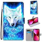 For iPhone 13 Coloured Drawing Cross Texture Horizontal Flip PU Leather Case with Holder & Card Slots & Wallet & Lanyard(Dick Rose Wolf) - 1