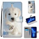 For iPhone 13 Pro Coloured Drawing Cross Texture Horizontal Flip PU Leather Case with Holder & Card Slots & Wallet & Lanyard (Snow Puppy) - 1
