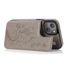 For iPhone 13 Butterflies Flowers Double Buckle PU + TPU Protective Case with Holder & Card Slots & Photo Frame(Grey) - 5