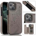 For iPhone 13 Pro Max Butterflies Flowers Double Buckle PU + TPU Protective Case with Holder & Card Slots & Photo Frame (Grey) - 1