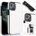 For iPhone 13 Double Buckle Shockproof PU Protective Case with Card Slots & Holder(White) - 1