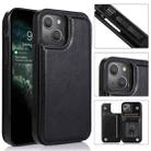 For iPhone 13 mini Double Buckle Shockproof PU Protective Case with Card Slots & Holder For  iPhone 13 Mini(Black) - 1