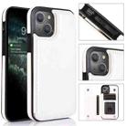 For iPhone 13 Pro Double Buckle Shockproof PU Protective Case with Card Slots & Holder (White) - 1