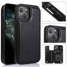 For iPhone 13 Pro Max Double Buckle Shockproof PU Protective Case with Card Slots & Holder (Black) - 1