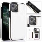 For iPhone 13 Pro Max Double Buckle Shockproof PU Protective Case with Card Slots & Holder (White) - 1
