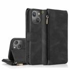 For iPhone 13 mini Skin-feel Crazy Horse Texture Zipper Wallet Bag Horizontal Flip Leather Case with Holder & Card Slots & Wallet & Lanyard (Black) - 1