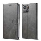 For iPhone 13 LC.IMEEKE Calf Texture Horizontal Flip Leather Case with Holder & Card Slots & Wallet(Grey) - 1