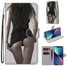 For iPhone 13 mini Coloured Drawing Cross Texture Horizontal Flip PU Leather Case with Holder & Card Slots & Wallet & Lanyard (Upskirt) - 1
