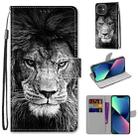 For iPhone 13 mini Coloured Drawing Cross Texture Horizontal Flip PU Leather Case with Holder & Card Slots & Wallet & Lanyard (B11 Black White Lion Head) - 1