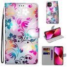 For iPhone 13 Coloured Drawing Cross Texture Horizontal Flip PU Leather Case with Holder & Card Slots & Wallet & Lanyard(Gradient Colorful Flower) - 1